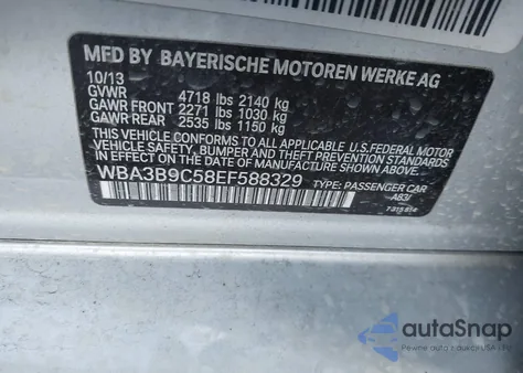 2014 BMW 335I xDrive из США, поврежденный, VIN WBA3B9C58EF588329